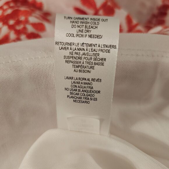 Maia Medallion Embroidered Cap Ruffle Sleeve Shift Dress 4 White Red - Picture 8 of 10